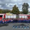 Jugendfeuerwehrmänner und -frauen mit ihren Betreuern und Betreuerinnen informierten sich bei Bosch Rexroth in Lohr über die Werkfeuerwehr, das Ausbildungsangebot und den Standort Zum Eisengießer.