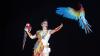 Rund 3000 Menschen besuchen am Donnerstag (12.12.24) die Premiere des Weihnachtscircus Krone auf der Talavera in Würzburg. Der Circus gastiert noch bis zum 06.01.25 in der Domstadt. Auftritt von: Laura Urunova mit ihrer Papageien-Show.
