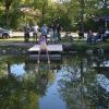 Als der Steg fertig war, sprang Bastian Much von diesem ins Wasser. Als der Steg fertig war, sprang Bastian Much von diesem ins Wasser.
