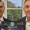 Christian Schall (links), Präsident des Lions-Clubs Marktheidenfeld-Laurentius, und sein Kollege Stephan Kliegl vom Lions-Club Lohr- Marktheidenfeld mit dem Lions-Adventskalender 2024.