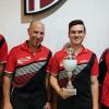 Pokalübergabe der Tischtennis-Vereinsmeisterschaft der ASV Hofstetten (von links): Alexander Schmitt (3. Platz), Christoph Rüb (Abteilungsleiter Tischtennis), Sancio Marras (Vereinsmeister) und Christian Keller (2. Platz).