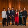 Die Teilnehmer des Kissinger Klavier-Olymps 2024 (von links): Jérémie Moreau (Frankreich, 24), Illia Ovcharenko (Ukraine, 23), Simon Haje (Deutschland, 19), Onuté Gražinyté (Litauen, 27), Jeneba Kanneh-Mason (Großbritannien, 22) und Simon Bürki (Schweiz, 24).