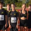 Mit Gold, Silber und Bronze (2x) dekoriert das MU16-Team im Vierkampf vom LAZ Kreis Würzburg zusammen mit der Unterfränkischen Vizemeisterin im Siebenkampf W14, Sophia Brückner (von links): Felix Kistner, Kilian Wetzstein, Marcel Fiedler, Sophia Brückner, Jonah Kretz, Simon Sonntag.