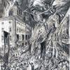 Albert Birkle, „Einzug in Österreich“, 1940, aus der Sammlung Hierling. Über Hitler schwebt der Tod.