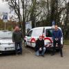 Das Foto zeigt (von links) Martinsheims Bürgermeister Rainer Ott, Baudenbachs Bürgermeister Wolfgang Schmidt, Thomas Reichert, Erster Bürgermeister der Stadt Marktsteft, Alexander Nothaft und Jürgen Lang, Betreuer für kommunale Kunden bei der N-Ergie bei der Fahrzeugübergabe.