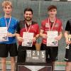 Die Sieger im Herren-A-Einzel: (von links) Maximilian Interwies (3./TSG Waldbüttelbrunn), Markus Hammer (3./TSG Waldbüttelbrunn), Lorenz Schäfer (2./TTC Kist) und Niclas Reindl (1./TTC Kist).