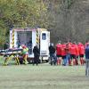 Mal wieder, wie hier beim Spiel in Hassenbach, musste ein Spieler der DJK Schlimpfhof das Krankenhaus aufsuchen.