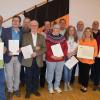 Auf dem Foto: Oswald Volk, Kurt Mergler, Kilian Walter, Franz Walter, Rudi Bandorf, Moni Gerschütz, Barbara Walter, Bernhard Wagner, Dagmar Stolper, Präses Andreas Engert, 1. Vorsitzende Uschi Wagner, Rainer Volk, Judith Walter, Martin Geier.