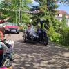 Oldtimer-Motorrad mit Beiwagen.