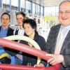 Sie wollen den Weltrekord: 60 Stunden Aquafitness präsentieren (von links) Stefan Schlee (SKD BKK), Melanie Weißmann (Silvana-Betriebsleiterin), Natascha Woithe (Aqua Magic) und Stadtwerke-Geschäftsführer Thomas Stepputat.