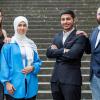 Setzen sich ehrenamtlich für Integration ein: Gruppenleiterin Yaren Durmus (von links), Ecrin Terzibas, Mahmoud Ali und Gruppenleiter Sinan Neugebauer. 