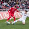 Ivan Franjic (17) von den Würzburger Kickers  im Ballduell mit Jim-Patrick Müller (10) vom DJK Vilzing. Die Würzburger Kickers gewinnen das letzte Heimspiel am Samstag 18.05.24 gegen die DJK Vilzing souverän mit 4:0 in der AKON Arena in Würzburg. Nach dem Spiel werden sie vom BFV zum Regionalliga Meister 2024 geehrt.