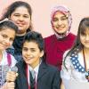 Kulturolympioniken: Merve Akin (vorne von links) belegte beim Regionalentscheid den ersten Platz, Mehmet Pesli den zweiten und Sena Dokkal den dritten. Betreut wurden die Kinder von den Lehramtsstudentinnen Nagihan Yesildal (hinten von links) und Nadiye Yaman.