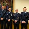 Bei den Neuwahlen der Kommandanten der Freiwilligen Feuerwehr Zimmern (von links): Bernhard Nees, Anna Diener, Sven Klisch, Florian Scheiner, Maik Greß, Mario Riedmann und Bürgermeister Thomas Stamm.