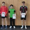 Die Sieger und Platzierten der Jungen 19 in Dettelbach (von rechts): 1. Willy Haas (TTC Kist), 2. Bjarne Doose (TSV Gerbrunn), 3. Ian Gaenssmantel (SB Versbach), 4. Jonathan Sotriffer (TSV Gerbrunn) und 5.Johannes  Zacharias (SV Geroldshausen).