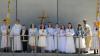 Kommunionkinder aus Großbardorf und Großeibstadt mit Pater Jose, Pastoralreferentin Barbara Polzer und den Ministranten.