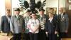 Auf dem Foto: Sozialreferent J. Montag, 1.SM S. Pöhlmann, Jugendkönig M. Weidinger , Vogelkönig E. Jäger, 2.SM R. Koch, Schriftf. S. Bärmann, Schatzm. M. Ritzmann.