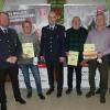Ehrungen bei der Freiwilligen Feuerwehr Oerlenbach: (von links) Vorsitzender Thorsten Duda, Siegfried Bieber (50 Jahre), Kreisbrandmeister Alexander Böse (25 Jahre), Walter Kirchner und Thomas Duda (jeweils 40 Jahre) und Kommandant Michael Kuhn.