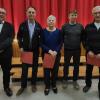 Bild von links:  Rainer Mai (1. Vorsitzender), Thomas Werb, Edith Pototzky, Harry Fleischmann (50 Jahre), Horst Selsam (70 Jahre).