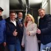 Besichtigten die neue  Hackschnitzelheizung an der Realschule Dettelbach (von links): Marc Anderson (Wahler Sanitär + Heizungstechnik), Schulleiter Stefan Wolbert, Joachim Gattenlöhner (Landratsamt Kitzingen), Landrätin Tamara Bischof und Rainer Siebert (Landratsamt Kitzingen).