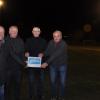 Die Mitglieder der Projektgruppe bei der Inbetriebnahme der neuen Flutlichtanlage auf dem Kunstrasenplatz (von links): Bernd Haag, Dieter Schenek, Rudi Wolfstädter und Lothar Derr.