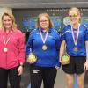 Jennifer Weiss vom KV Karlstadt (Platz 2) Theresa Tiedemann (Kreismeisterin) und Nadine Malloy (Platz 3); beide vom SKC Germania Marktbreit.