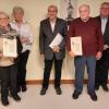 Auf dem Foto (von links): Christa Scherer, Rainer Ebert (Gemeindeteam), Gisela Dees (Chorleiterin), Hildegard Zettelmaier (Vorsitzende), Jürgen Faul, Erhard Stephan, Alois Stephan, Pfarrer Ralph Walterspacher (Präses).