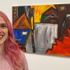 Sandra Ehinger vor ihrem Bild aus dem W-Seminar Kunst am Celtis. Ihr Thema war der Expressionismus. Heute ist sie selbst Grundschullehrerin. Sandra Ehinger vor ihrem Bild aus dem W-Seminar Kunst am Celtis. Ihr Thema war der Expressionismus. Heute ist sie selbst Grundschullehrerin.