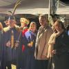 Auf dem Foto (von links) Landrat Thomas Eberth, Stadträtin Ingrid Stryjski, Prinz Charly I., Prinzessin Sandra II., 1.Bürgermeister Peter Juks, 2.Bürgermeisterin Rosa Behon, Sitzungspräsident Kilian Herget und Stadtrat Steffen Krämer.
