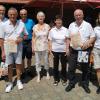 Auf dem Foto Herbert Holzheimer, Stv. Vorsitzender, die Geehrten: Claus Kleinhenz, Werner und Marga Katzenberger, Gertrud und Rudolf Glinka, Kathi Cavallo, 1. Vorsitzende.