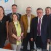 Bildungspolitisches Podiumsgespräch des Philologenverbands in Eibelstadt (von links): Tilo Hemmert (BPV), Maili Wagner (Freie Wähler), Kerstin Celina (Grüne), Peter Stegmann (BPV, Moderator), Helmut Kaltenhauser (FDP), Volkmar Halbleib (SPD), dahinter Benedikt Karl (BPV) und Michael Schwägerl, Landesvorsitzender des Bayerischen Philologeverbandes.