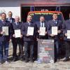 Vor dem großen Fest zum 150-jährigen Bestehen ehrte die Feuerwehr Oberschleichach langjährige aktive Feuerwehrleute. Unser Bild zeigt (von links) Jürgen Hartmann, Holger Eichhorn, Norbert Then, Thomas Bittner, Matthias Göbel, Alexander Fösel, Markus Husslein, Michael Meier und Marco Speckner.