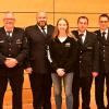 Die neue Führung der Feuerwehr Großrinderfeld (von links): bisheriger Hauptkommandant Gerald Ebert, stellvertretender Kommandant Anton Kraus, Hauptkommandant Markus Herold, Jugendwartin Antonia Kraus, stellvertretender Kommandant Mario Körner, stellvertretender Kreisbrandmeister Heiko Wolpert und Bürgermeister Johannes Leibold.