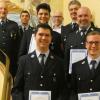 Im Rahmen der Jahreshauptversammlung konnte Bürgermeister Anton Gößmann (vierter von links) im Namen der Gemeinde Wasserlosen fünf Kameraden der Wülfershäuser Wehr befördern. Dazu gratulieren (von links) Kreisbrandmeister Rainer Wischer, stellvertretender Vereinsvorsitzender Matthias Münch, Philipp Schmitt (Löschmeister), Bürgermeister Anton Gößmann, Kommandant Klaus Grünewald (Brandmeister), Burkard Schmitt (Hauptlöschmeister) sowie vorne (von links) Martin Hofmann und Marco Steinmetz (beide Löschmeister).