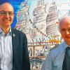 Prof. Dr. Harald Bolsinger (links) und Referent Sebastian Eickmann an der THWS. Prof. Dr. Harald Bolsinger (links) und Referent Sebastian Eickmann an der THWS.
