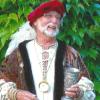 Der Markgraf Babenberg mit Tastevin um den Hals, einem Weinverkosterschälchen, das sein Markenzeichen als Symbolfigur für Frickenhausen und das Fränkische Weinland ist.