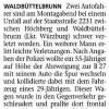 Verkehrsunfall: Zeitungsmeldung vom 22.2.2023 Verkehrsunfall: Zeitungsmeldung vom 22.2.2023