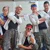 Männerballett der Freiwilligen Feuerwehr (von links): Rainer Plail, Melanie Huppmann, Patrick Pilsner, Daniel Reinlein, Sebastian Huppmann, Tobias Huppmann und Jenny Hubel.