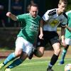 Christian Weikert (links) und der FC Fladungen rangen dem Spitzenreiter DJK Salz/Mühlbach (rechts Marco Stumpf) ein 1:1-Unentschieden ab.
