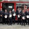 Freuten sich gemeinsam über die Verleihung der Feuerwehrehrenzeichen bei der Freiwilligen Feuerwehr Königshofen (von links): Kreisbrandmeister Andreas Geyer, Abteilungskommandant Gerhard Göbel, Stadtkommandant Christian Schulz, Wolfang Fürst, Matthias Merz, Thorsten Schäffner, Simon Segeritz, Thomas Faulhaber, Oliver Schad und Bürgermeister Lukas Braun. Freuten sich gemeinsam über die Verleihung der Feuerwehrehrenzeichen bei der Freiwilligen Feuerwehr Königshofen (von links): Kreisbrandmeister Andreas Geyer, Abteilungskommandant Gerhard Göbel, Stadtkommandant Christian Schulz, Wolfang Fürst, Matthias Merz, Thorsten Schäffner, Simon Segeritz, Thomas Faulhaber, Oliver Schad und Bürgermeister Lukas Braun.