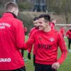 Wieder Teamkollegen: Kickers-Neuzugang Marco Hausjell (re.) trifft Maximilian Breunig, mit dem er schon bei Flyeralarm Admira Wacker in Österreich gemeinsam kickte. 