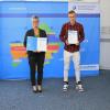 Im Bild (von links): Andrea Sitzmann, Leiterin des Geschäftsbereichs Berufsbildung der Handwerkskammer für Unterfranken,  Ausbilderin Silvia Feustel-Rambacher, Sandro Feustel und Walter Heußlein, Präsident der Handwerkskammer für Unterfranken.