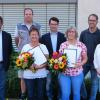Langjährige Mitarbeiterinnen wurden bei De'Longhi in Altfeld ausgezeichnet (Von links: Group Customer Care Director Massimo Paludet, Betriebsratsvorsitzender Clemens Fries, Jubilarin Brigitte Schäffer, Standortleiter Volker Roos, Jubilarin Helga Weidner, Sachgebietsleiter Thomas Schreck und HR Director Elke Stümpfel.