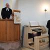 Dekanatskantor Mark Genzel nahm die neue Orgel in Betrieb. Links im Bild Pfarrer Thomas Schweizer auf der Kanzel, beide kurzzeitig ohne Mundschutz für ein Pressefoto.