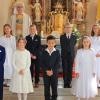 Die Kommunionkinder aus Neubrunn mit Pfarrer Don Stefan.