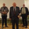 Mit einem Fuhrmann und einer Dankesurkunde verabschiedete Frammersbachs Bürgermeister Christian Holzemer die ausgeschiedenen Gemeinderäte Peter Fleischmann (von links), Günter Krimm, Johannes E. Gebauer und Peter Kißner.