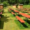 Die Bänke, die Tische und Buden stehen bereits auf der oberen Wiese im Frammersbacher Schwimmbad. Am Samstagabend startet dort mit einem erfrischenden Programm bei dem Sommerkonzert des Musikvereins eine kleine Konzertreihe.