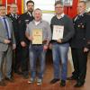 Zum Ehrungsbild fanden sich zusammen: (von links) Bürgermeister Friedel Heckenlauer, Kreisbrandmeister Horst Klopf, Kreisbrandinspektor Johannes Grebner, Manfred Grill, Frank Bauer und Kommandant Heiko Saum.