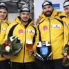 Mit dieser Viererbob-Crew wurde Pilot Johannes Lochner vor zwei Jahren Weltcup-Zweiter in Winterberg. Unterfranke Christian Rasp (2. v. l.) musste damals das Sponsorenbier halten.
