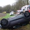 Ein furchtbares Bild bot sich den Helfern an der Unfallstelle am Dreikönigstag 2018 bei Hettstadt: Der Wagen, der von der Straße abgekommen war, hatte eine Fußgängerin erfasst und sich danach überschlagen.